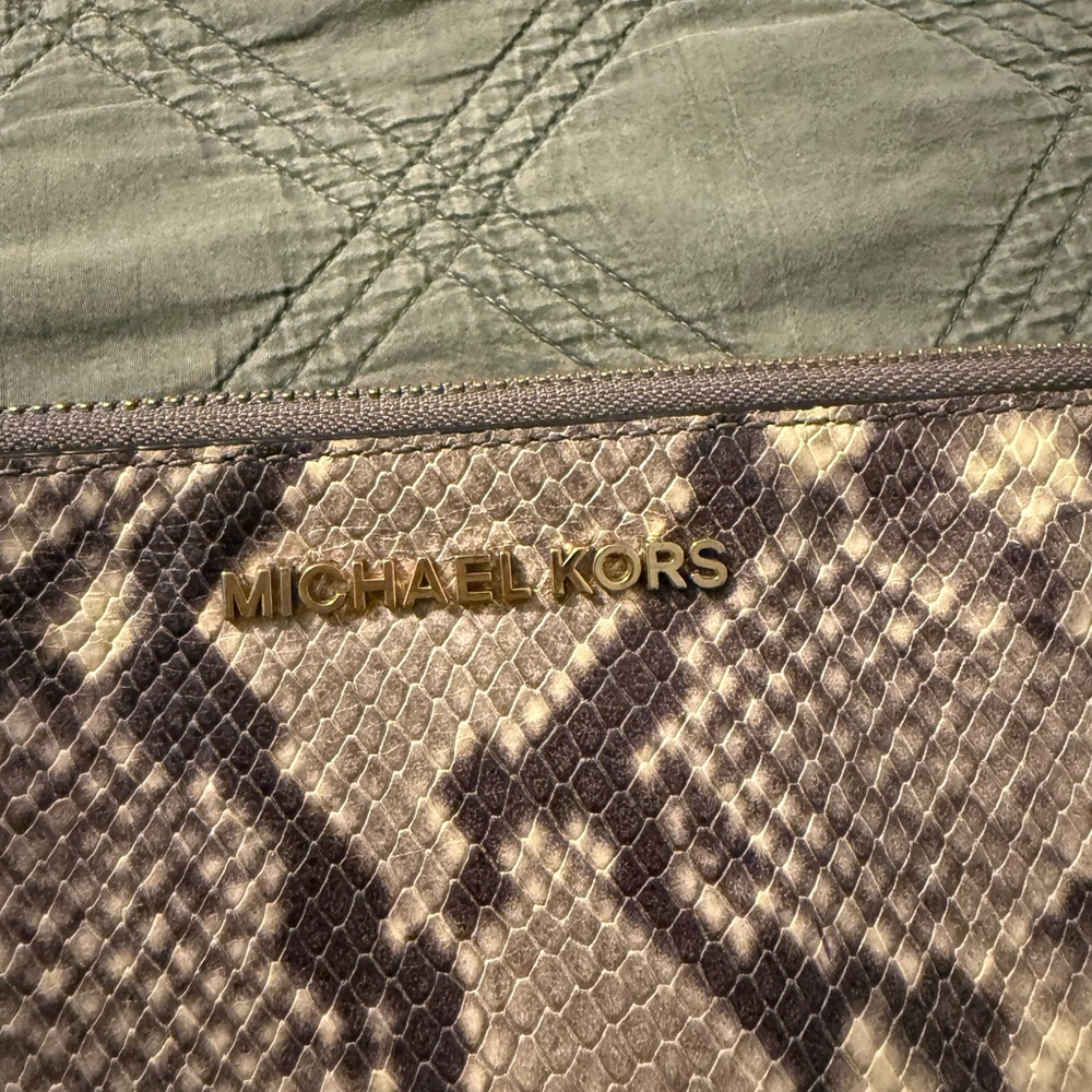 Michael Kors Python Pattern Wristlet In Cream And… - image 2